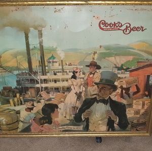 Vintage Cooks Goldblume Beer Tin Advertising wign